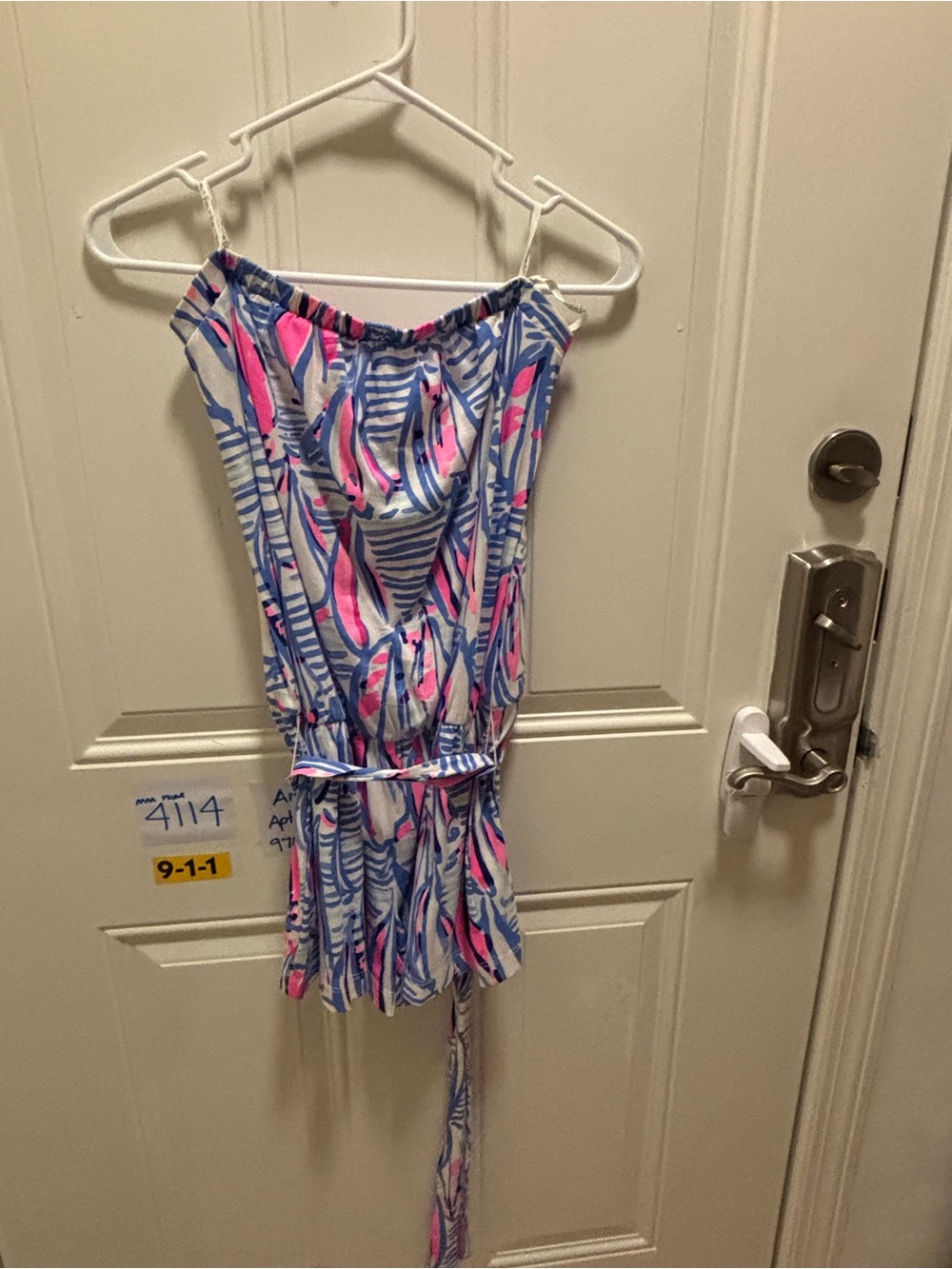 NWOT WOMANS Lilly Pulitzer Pink & Blue Tropical Print Romper SIZE SMALL FLAWLESS